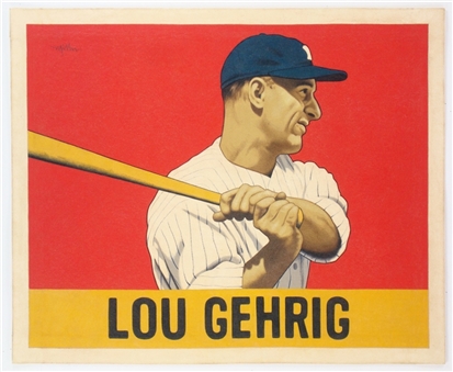 "A Baseball Card That Never Was: Lou Gehrig (1948 Leaf)" Original Canvas Artwork 30x25 by Arthur Miller